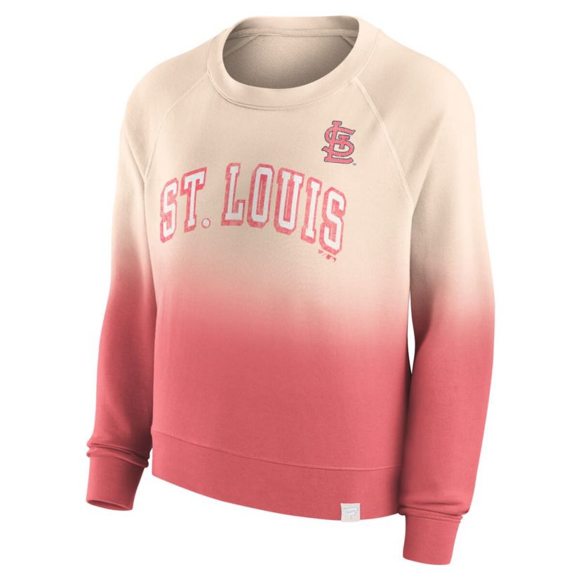 MLB Fanatics Tan/Red St. Louis Cardinals Luxe Lounge Arch Raglan Pullover Sweatshirt
