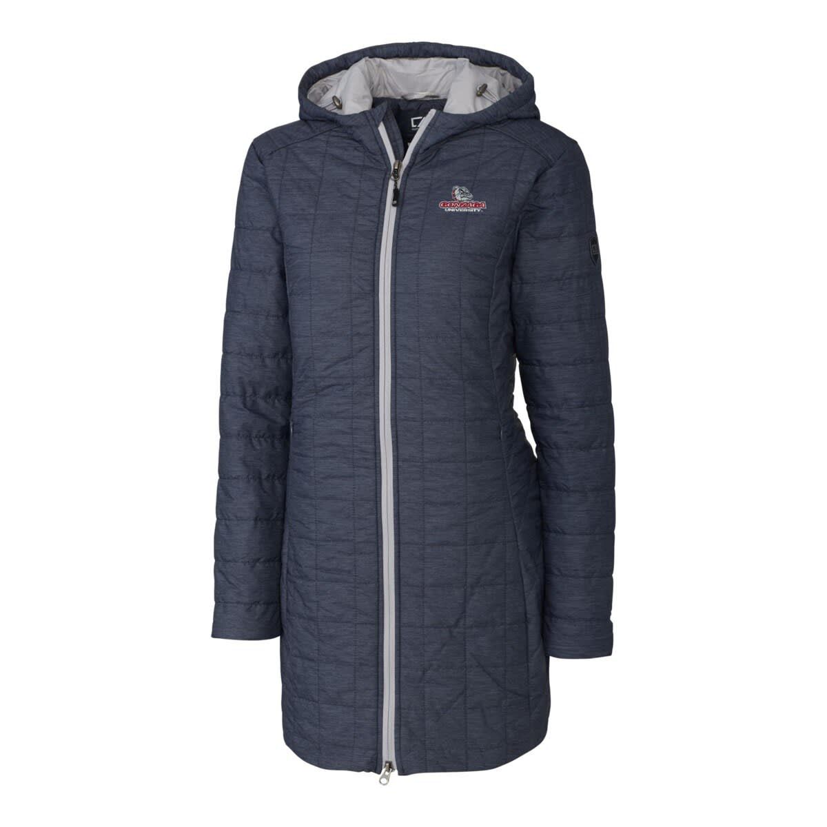 Gonzaga University Bulldogs NCAA Heather Gonzaga Bulldogs Rainier Primaloft Eco Hooded Long Coat