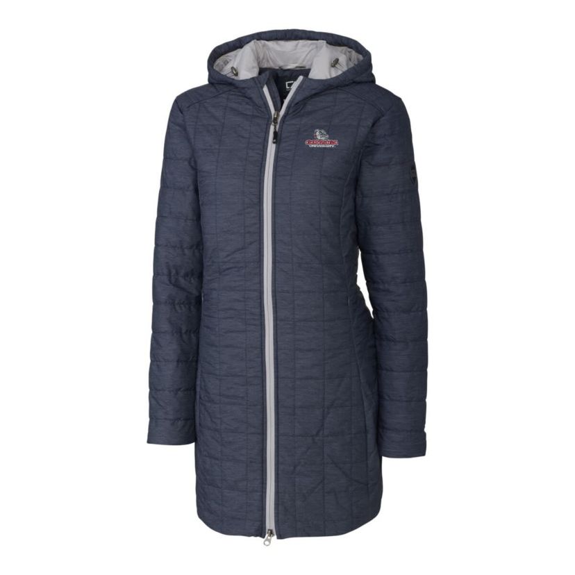 Gonzaga University Bulldogs NCAA Heather Gonzaga Bulldogs Rainier Primaloft Eco Hooded Long Coat