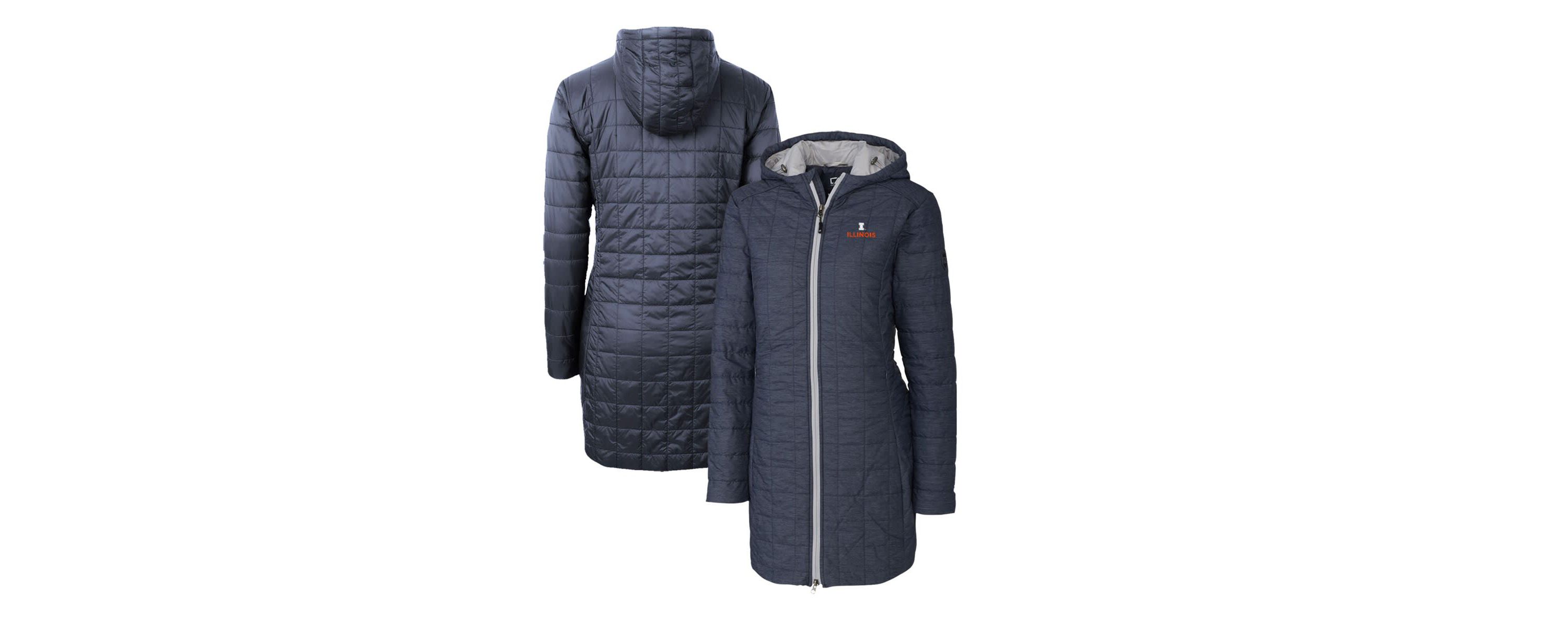 NCAA Heather Illinois Fighting Illini Rainier Primaloft Eco Hooded Long Coat