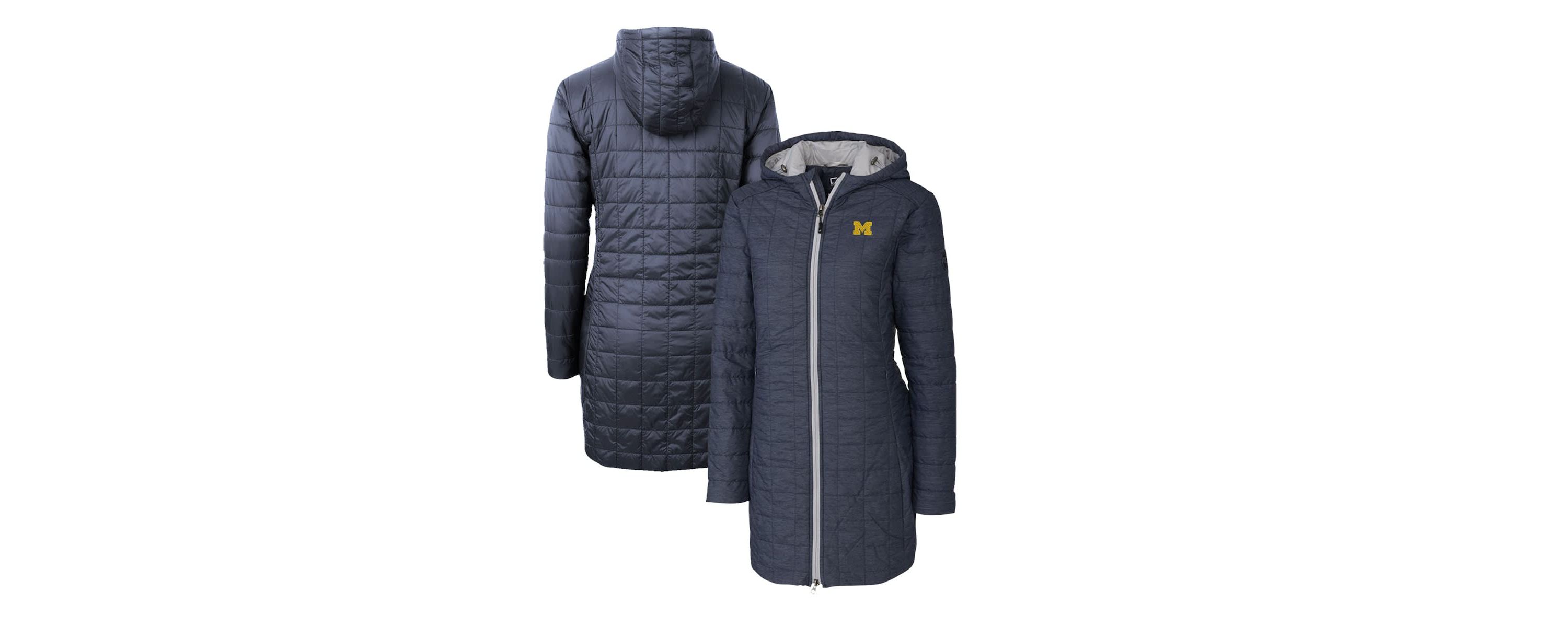 NCAA Heather Michigan Wolverines Rainier Primaloft Eco Hooded Long Coat