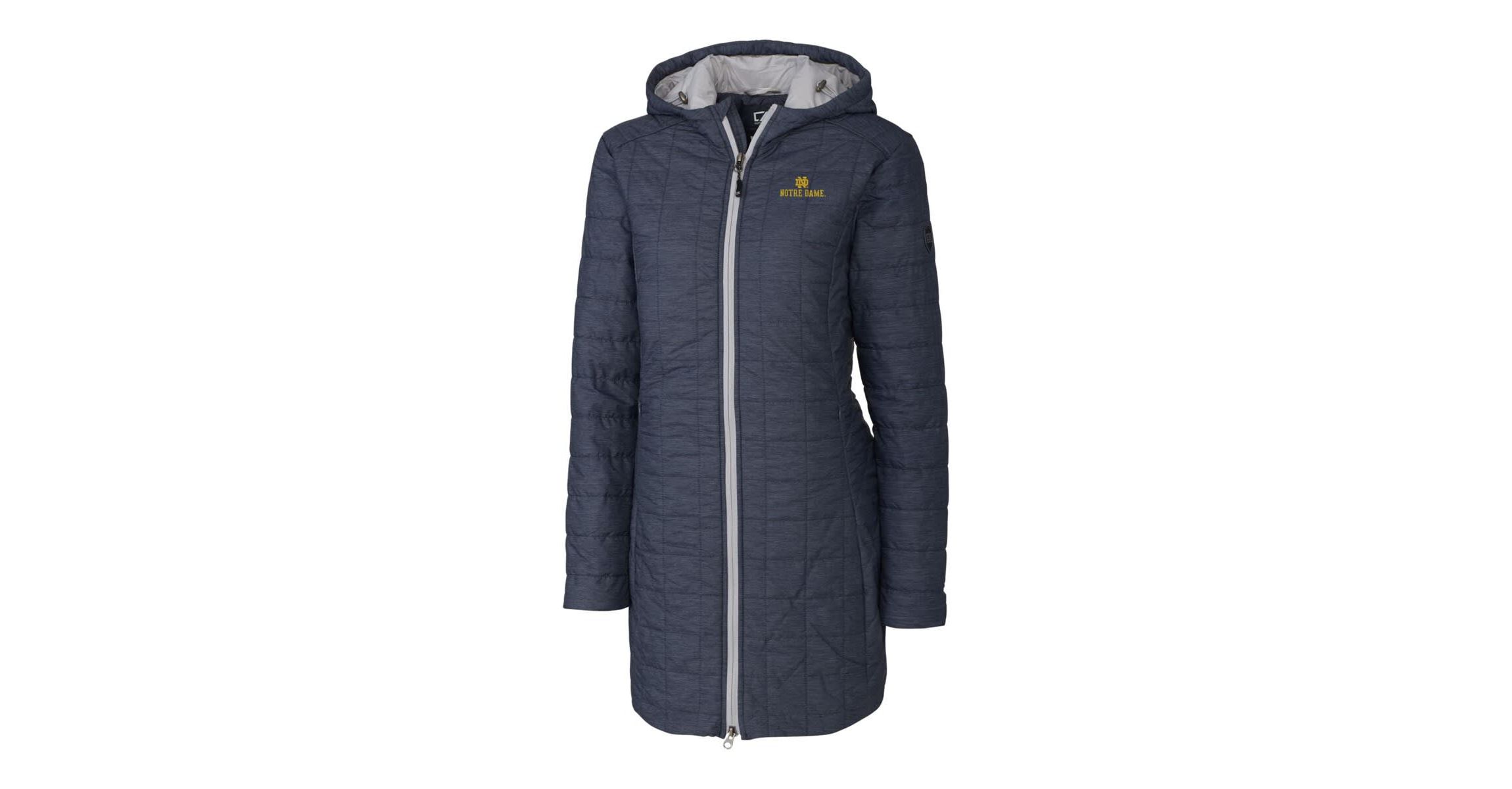 NCAA Heather Notre Dame Fighting Irish Rainier Primaloft Eco Hooded Long Coat