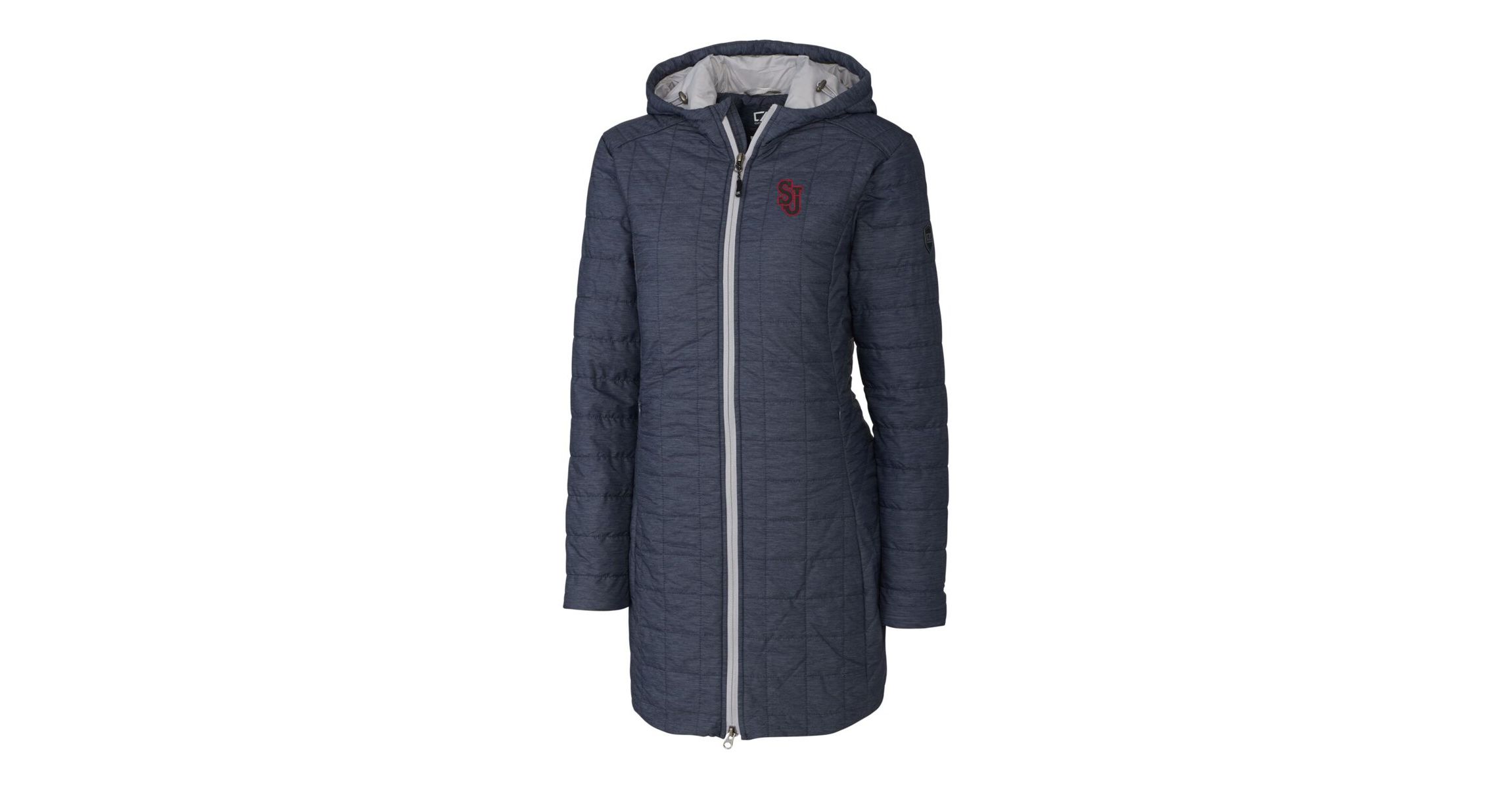 St. Johns Red Storm NCAA Heather St. Johns Storm Rainier Primaloft Eco Hooded Long Coat