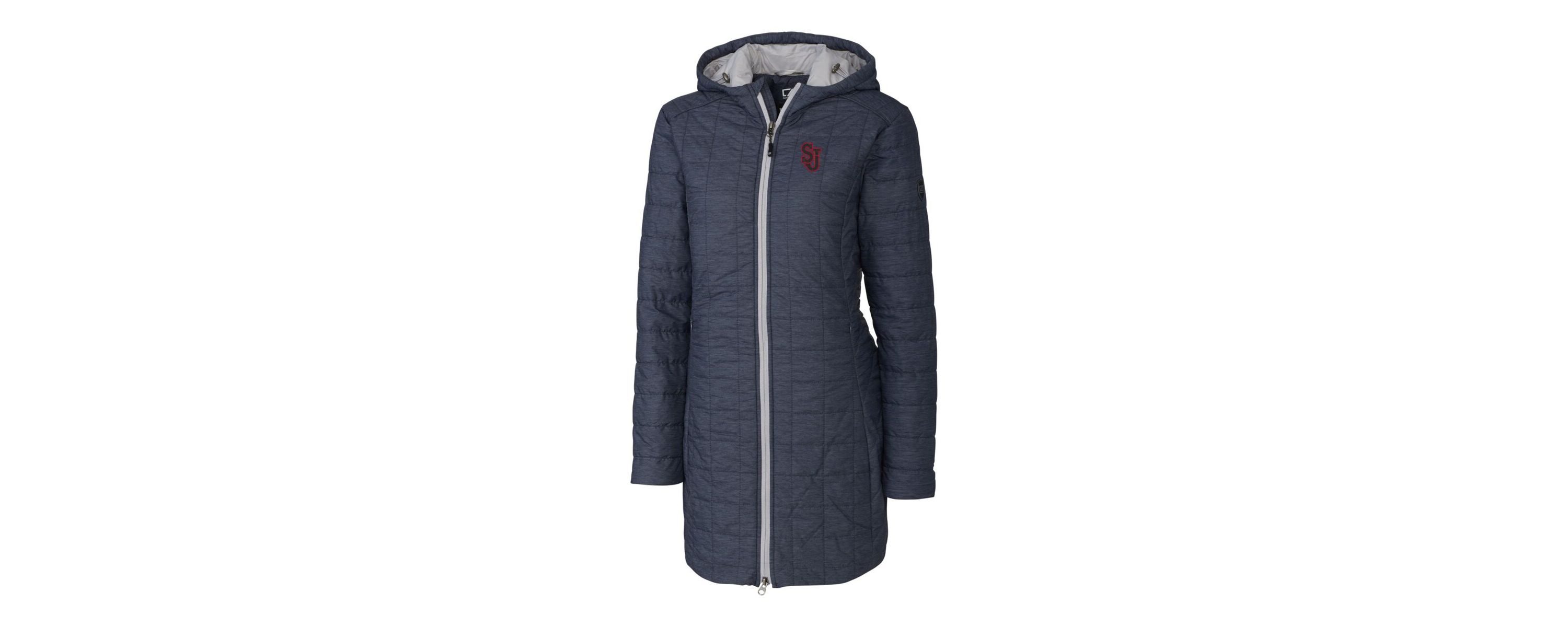 St. Johns Red Storm NCAA Heather St. Johns Storm Rainier Primaloft Eco Hooded Long Coat