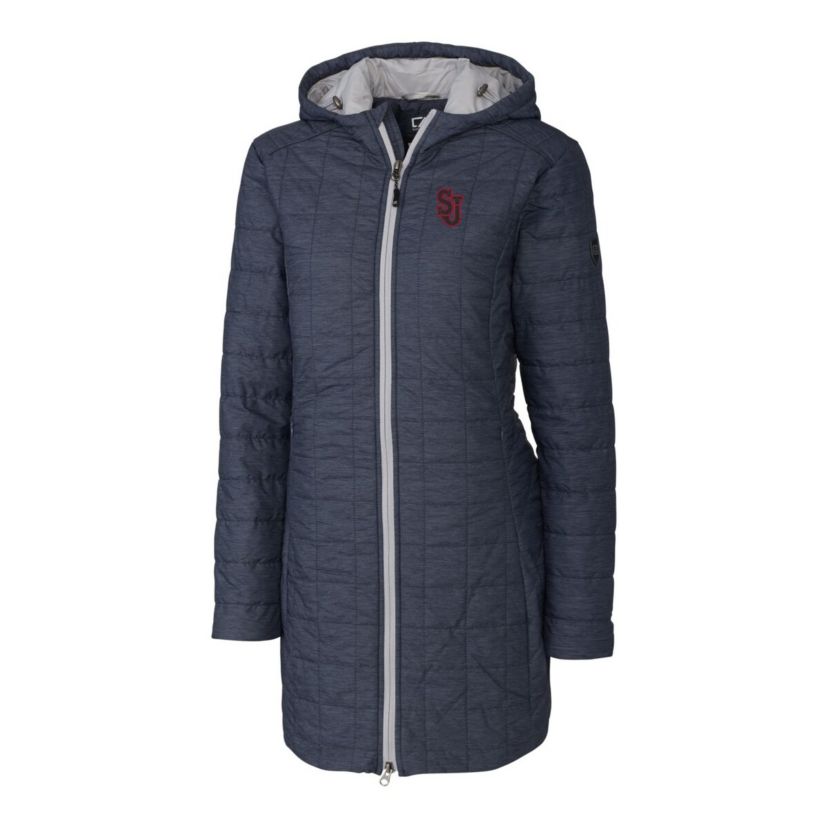 St. Johns Red Storm NCAA Heather St. Johns Storm Rainier Primaloft Eco Hooded Long Coat