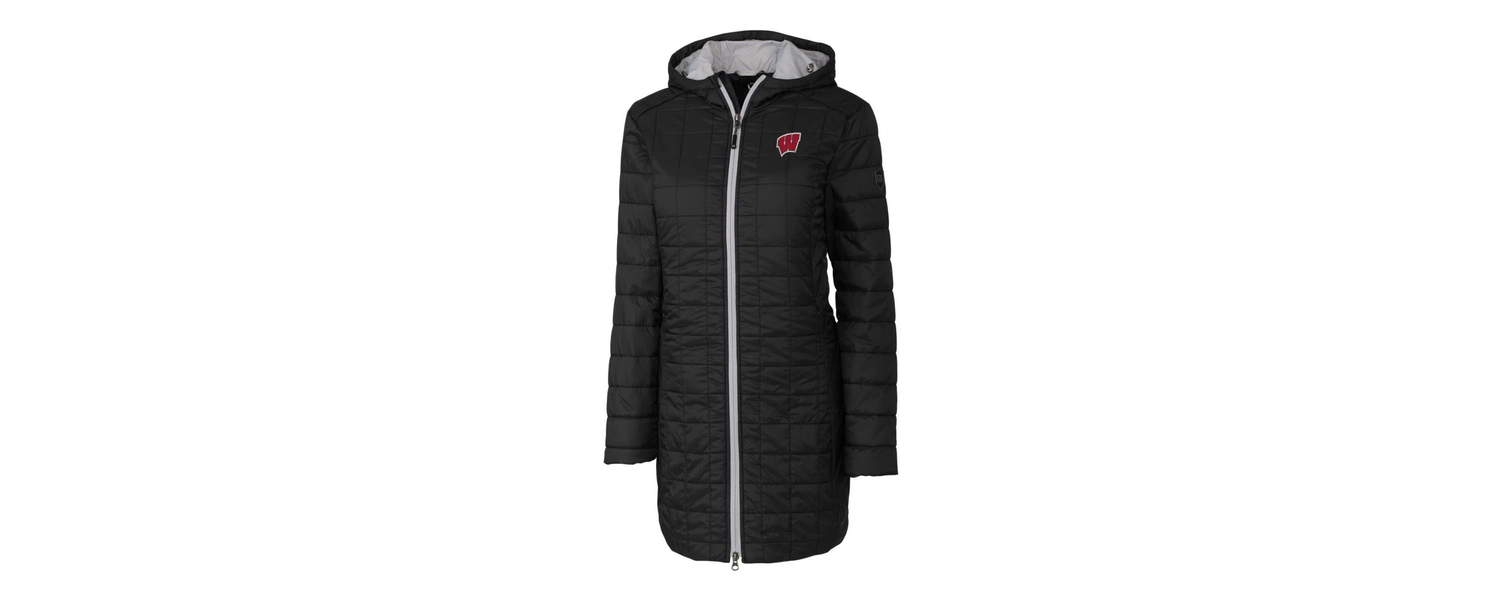 NCAA Wisconsin Badgers Rainier Primaloft Eco Hooded Long Coat