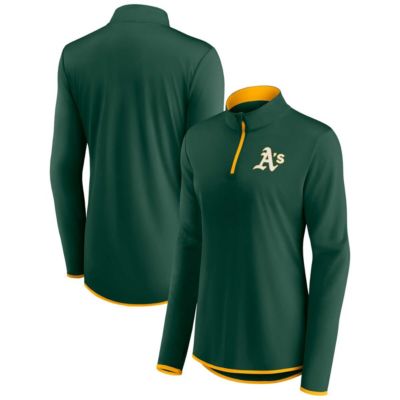 Women's Oakland Athletics MLB Fanatics Athletics Corner Quarter-Zip Top, Green, Small