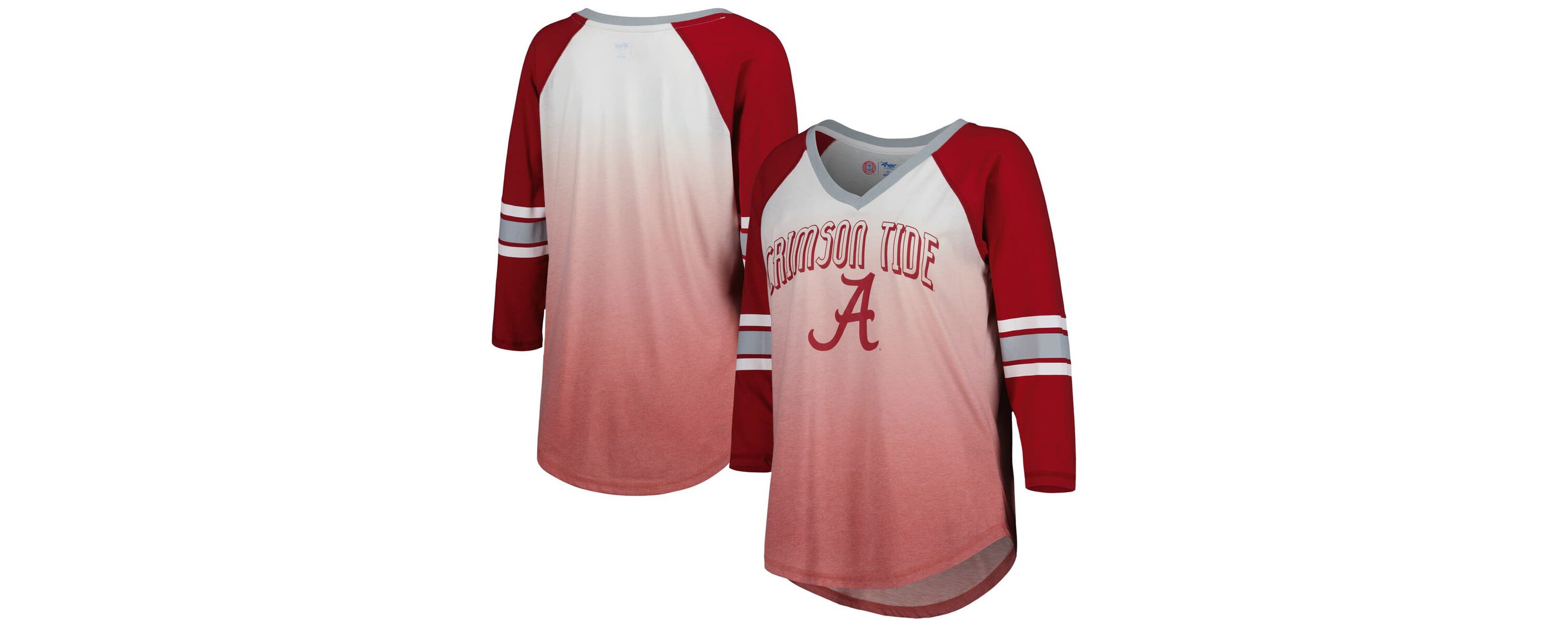 Alabama Crimson Tide NCAA Alabama Tide Lead Off Ombre Raglan 3/4-Sleeve V-Neck T-Shirt