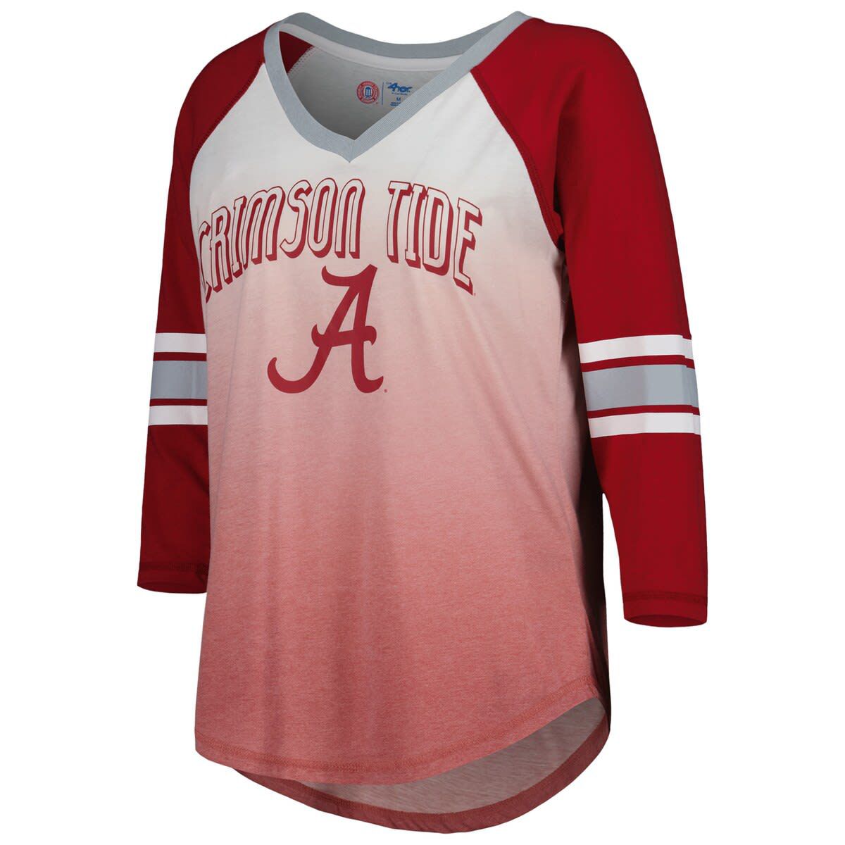 Alabama Crimson Tide NCAA Alabama Tide Lead Off Ombre Raglan 3/4-Sleeve V-Neck T-Shirt