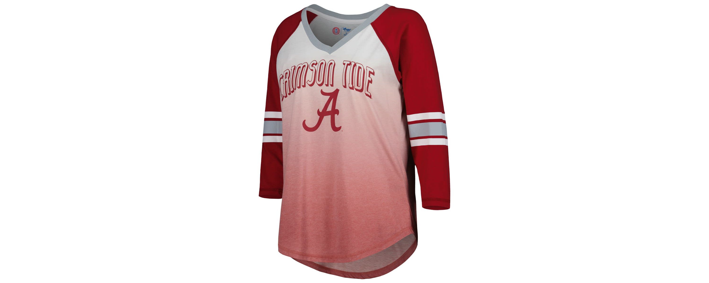 Alabama Crimson Tide NCAA Alabama Tide Lead Off Ombre Raglan 3/4-Sleeve V-Neck T-Shirt