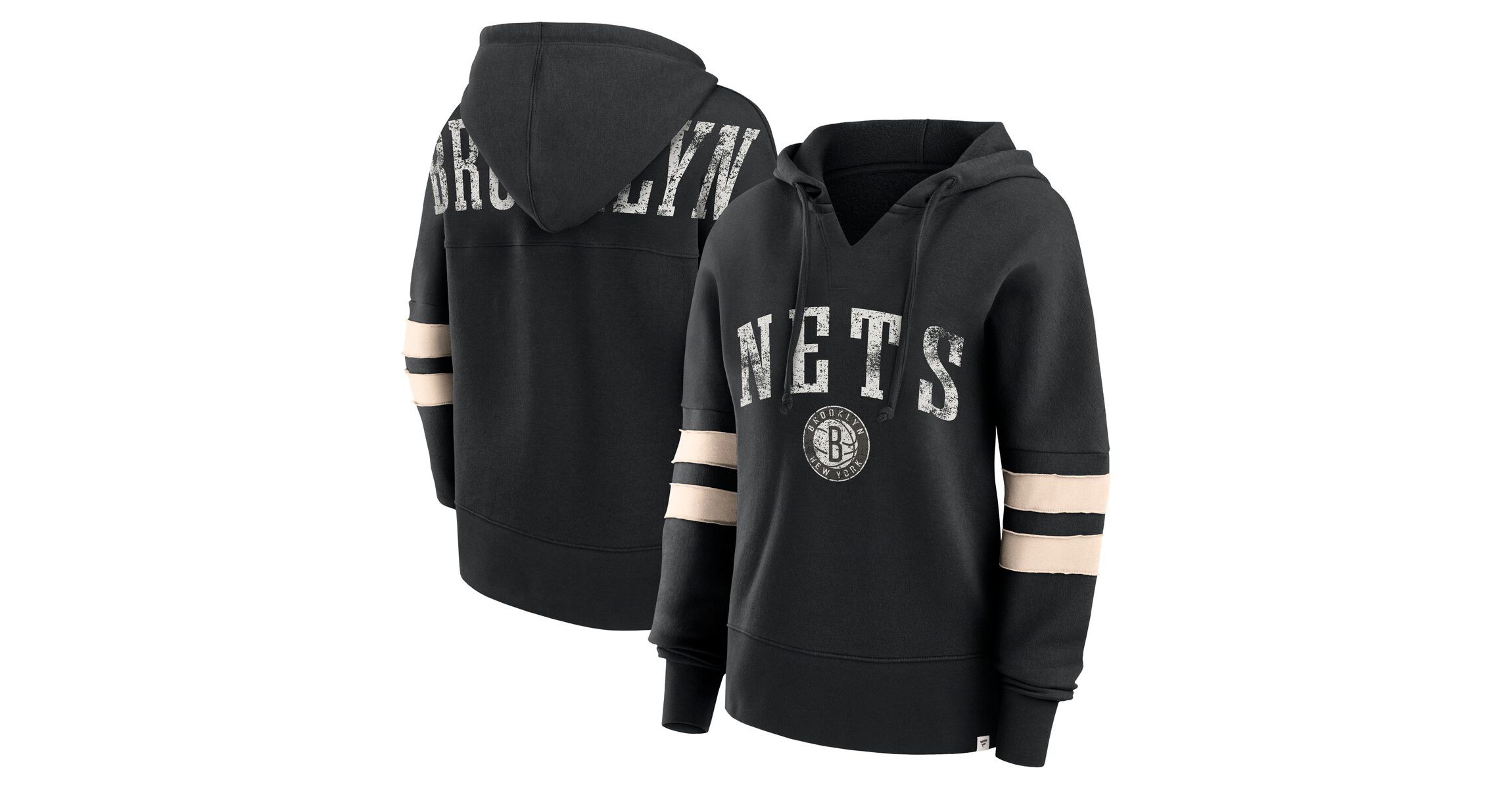 NBA Fanatics Brooklyn Nets Bold Move Dolman V-Neck High Hip Hoodie