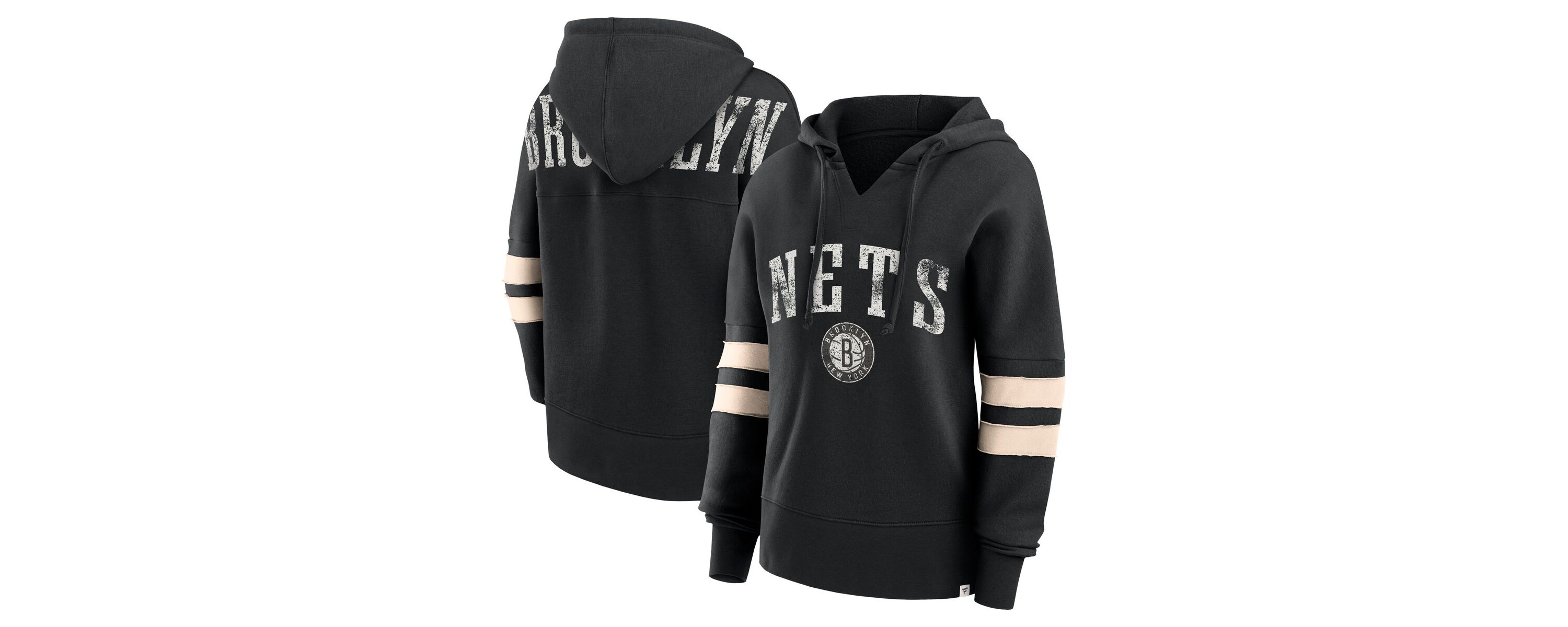 NBA Fanatics Brooklyn Nets Bold Move Dolman V-Neck High Hip Hoodie