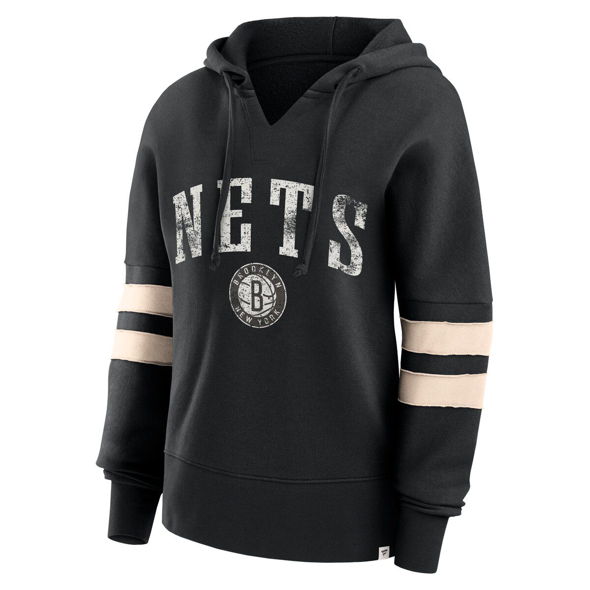 NBA Fanatics Brooklyn Nets Bold Move Dolman V-Neck High Hip Hoodie