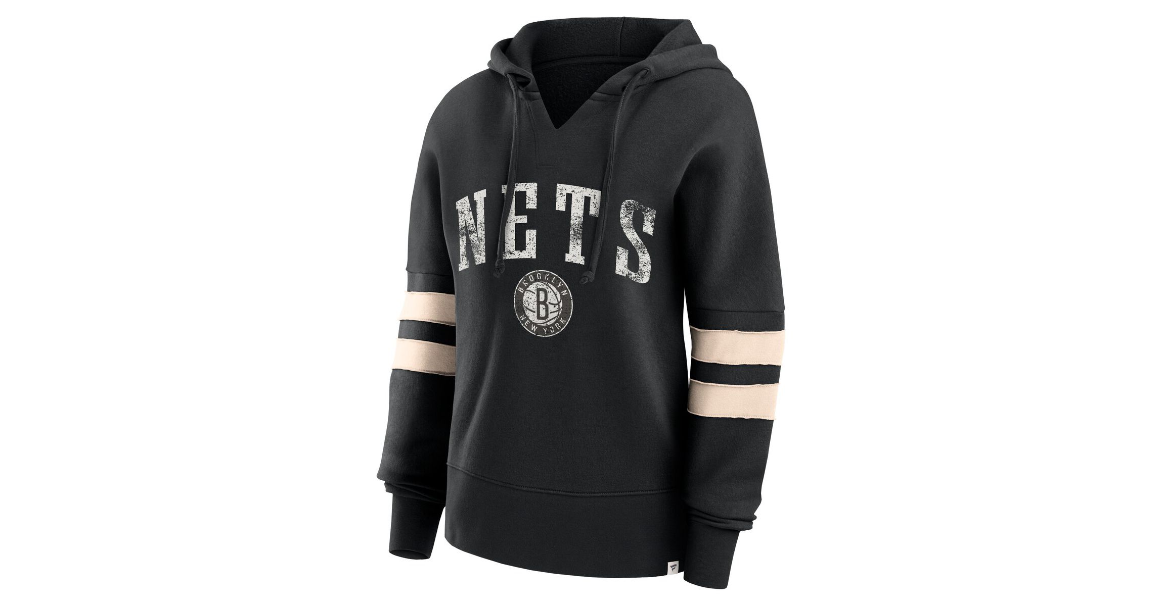NBA Fanatics Brooklyn Nets Bold Move Dolman V-Neck High Hip Hoodie