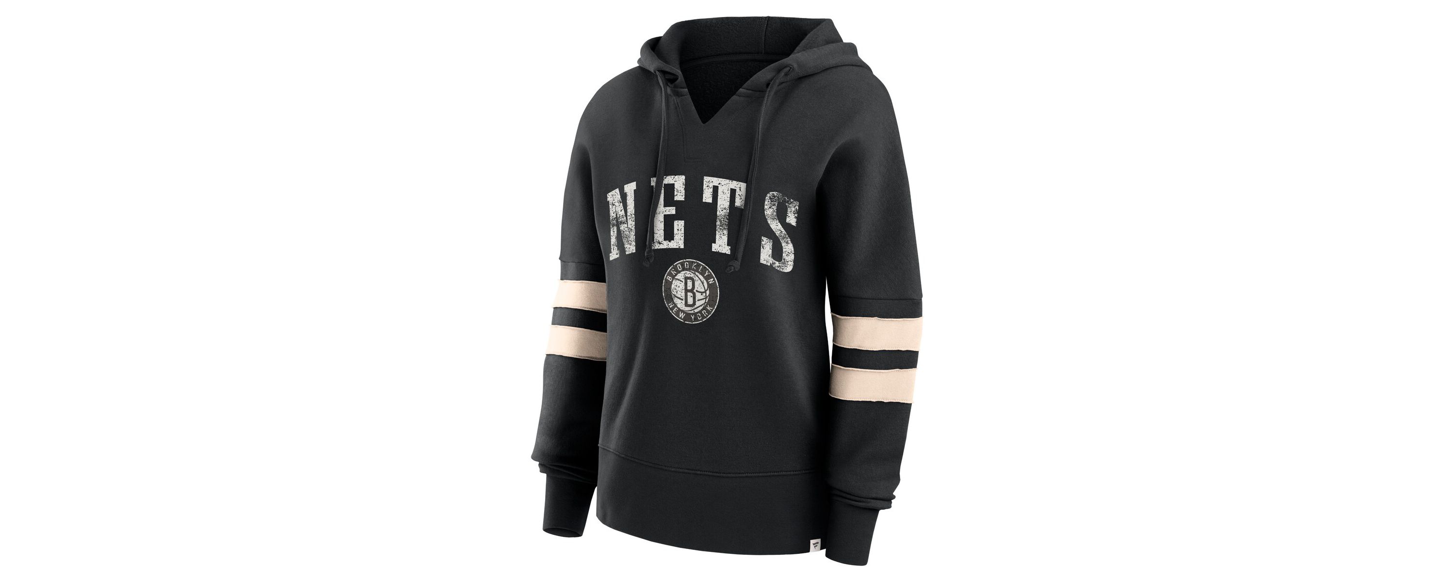 NBA Fanatics Brooklyn Nets Bold Move Dolman V-Neck High Hip Hoodie