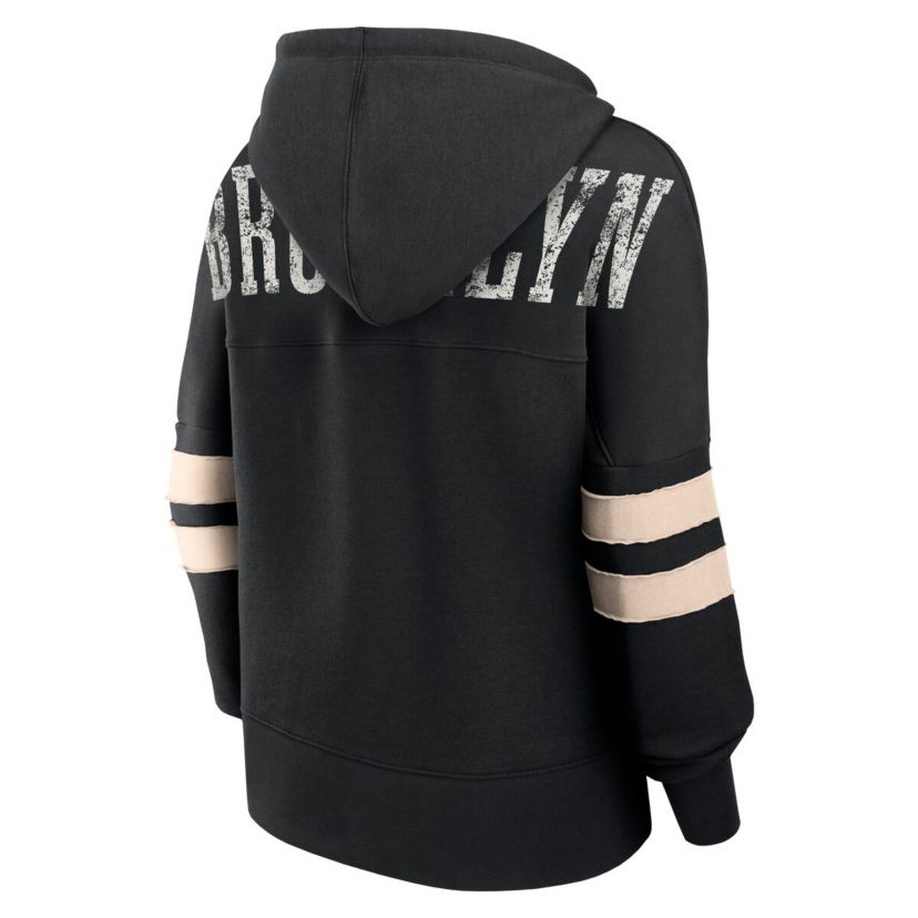 NBA Fanatics Brooklyn Nets Bold Move Dolman V-Neck High Hip Hoodie