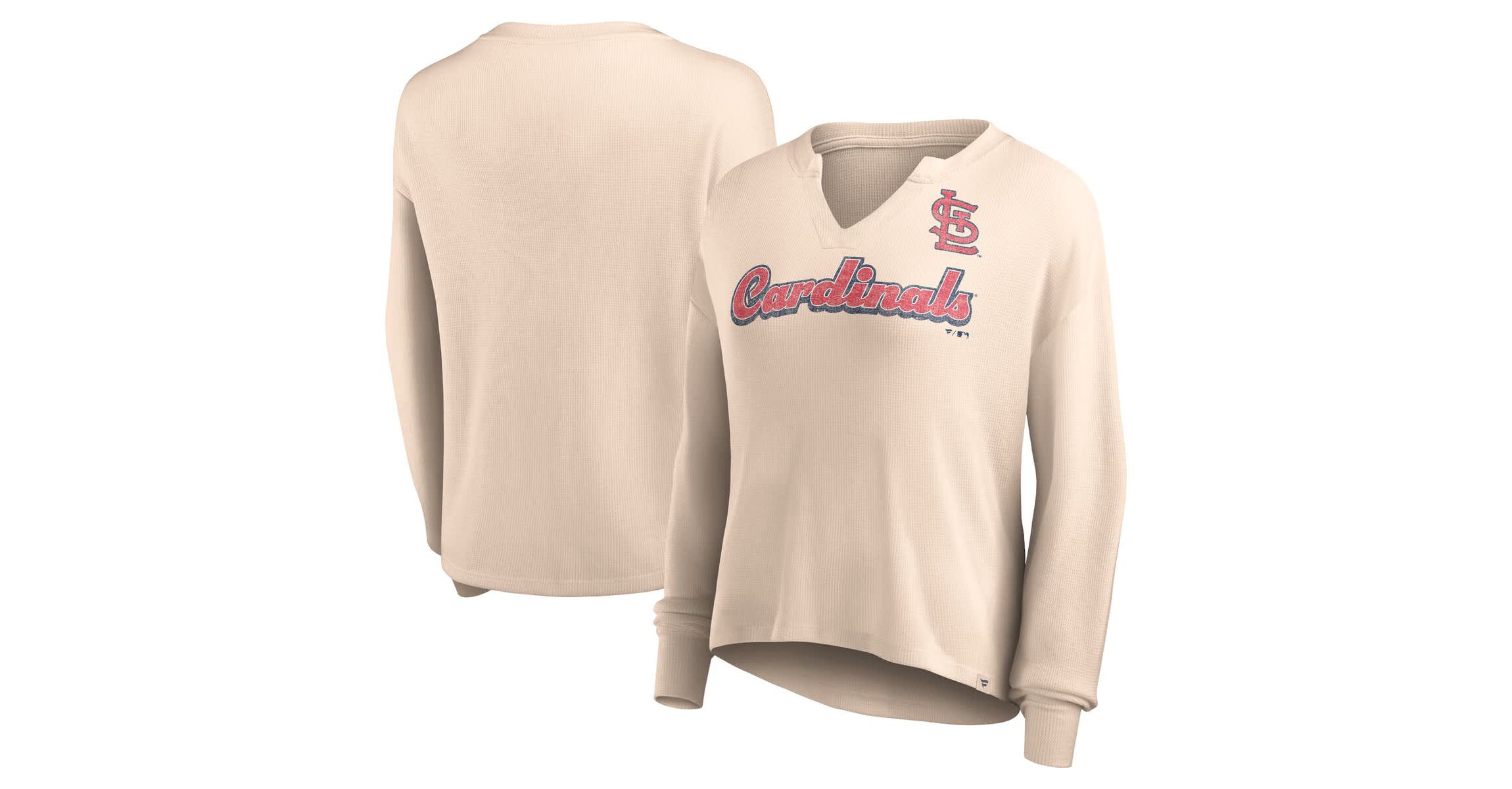 MLB Fanatics St. Louis Cardinals Go For It Waffle Knit Long Sleeve Notch Neck T-Shirt