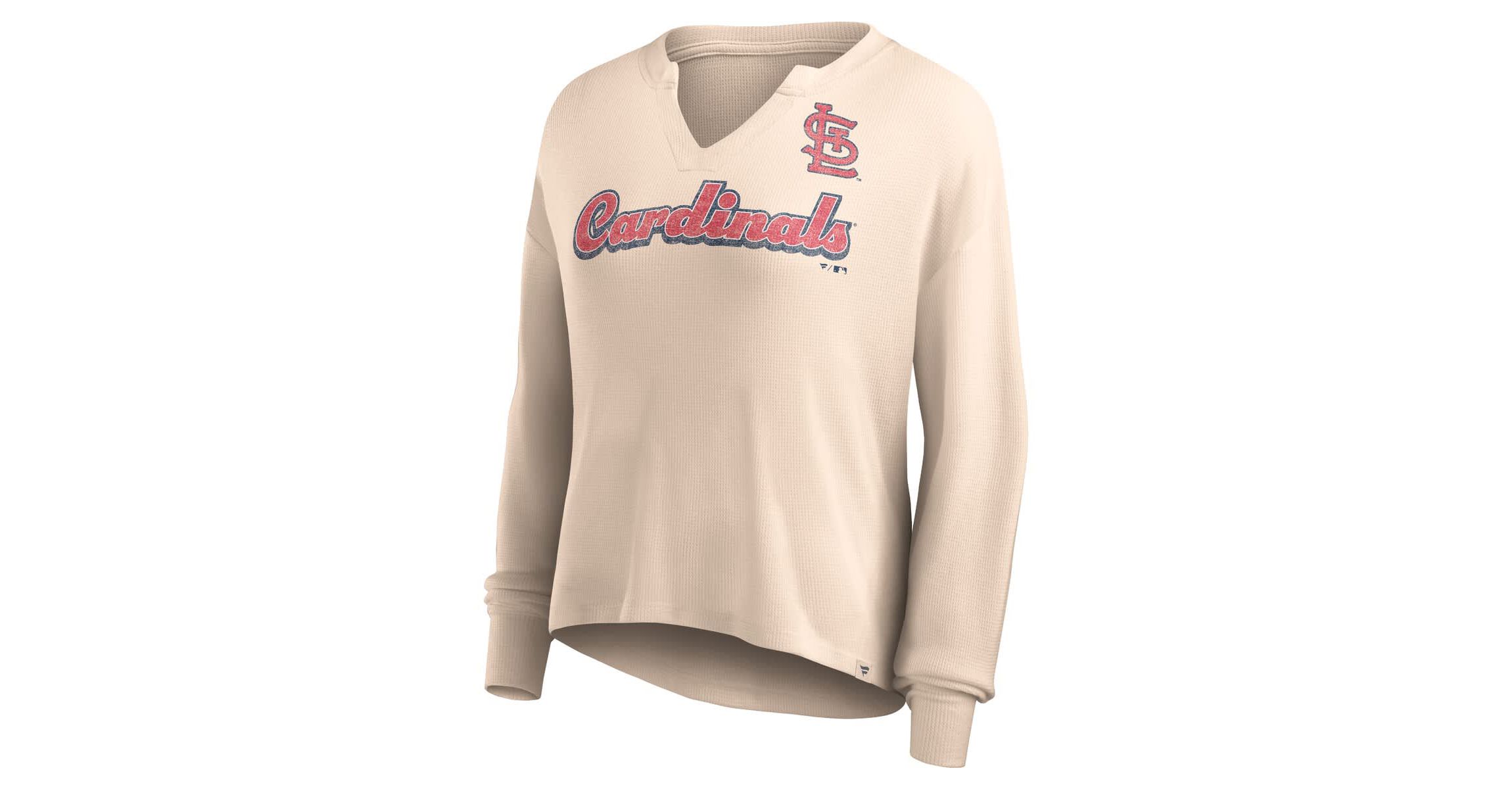 MLB Fanatics St. Louis Cardinals Go For It Waffle Knit Long Sleeve Notch Neck T-Shirt