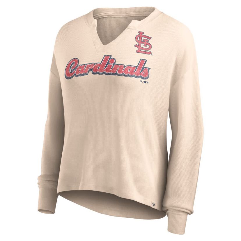 MLB Fanatics St. Louis Cardinals Go For It Waffle Knit Long Sleeve Notch Neck T-Shirt