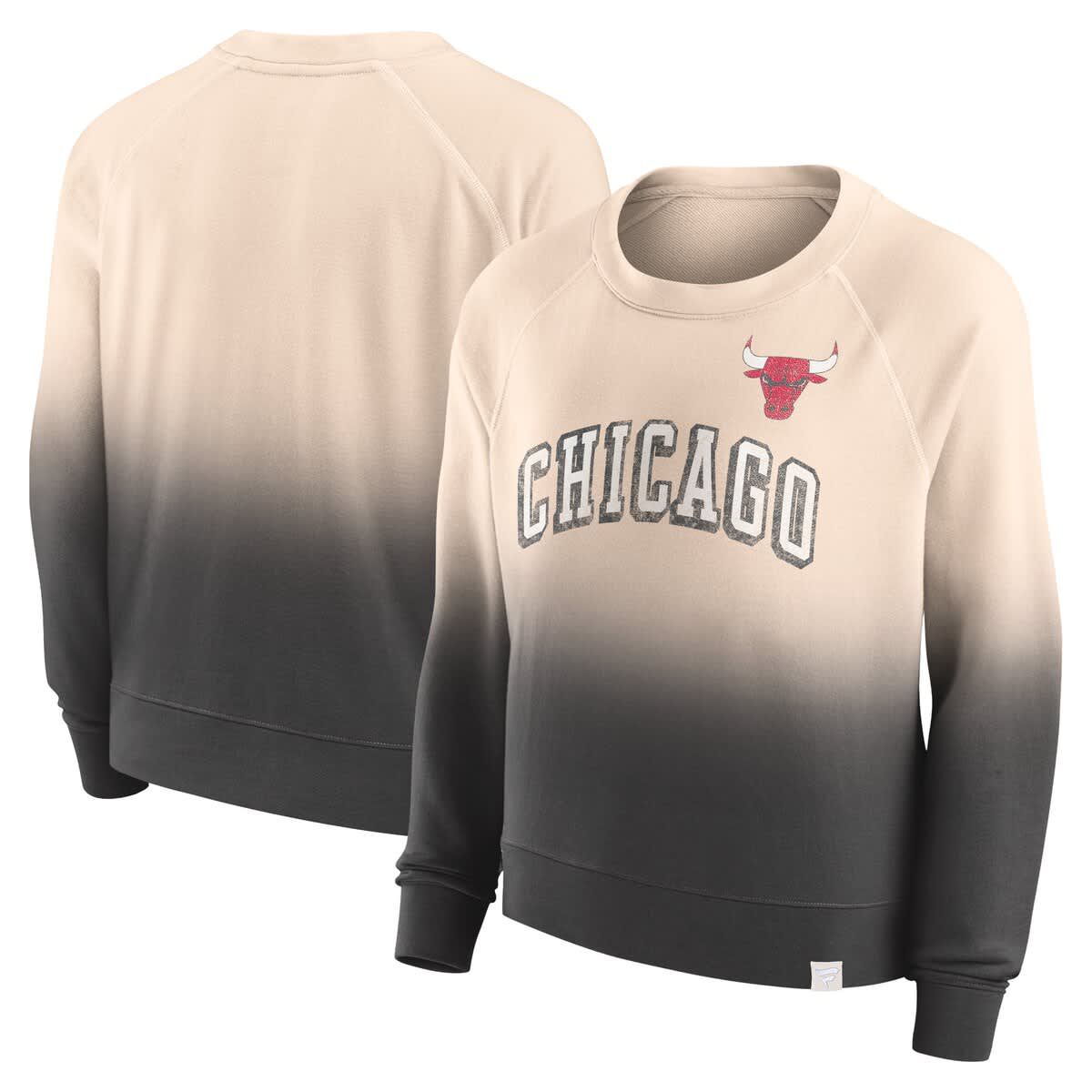 NBA Fanatics Tan/Black Chicago Bulls Lounge Arch Raglan Pullover Sweatshirt