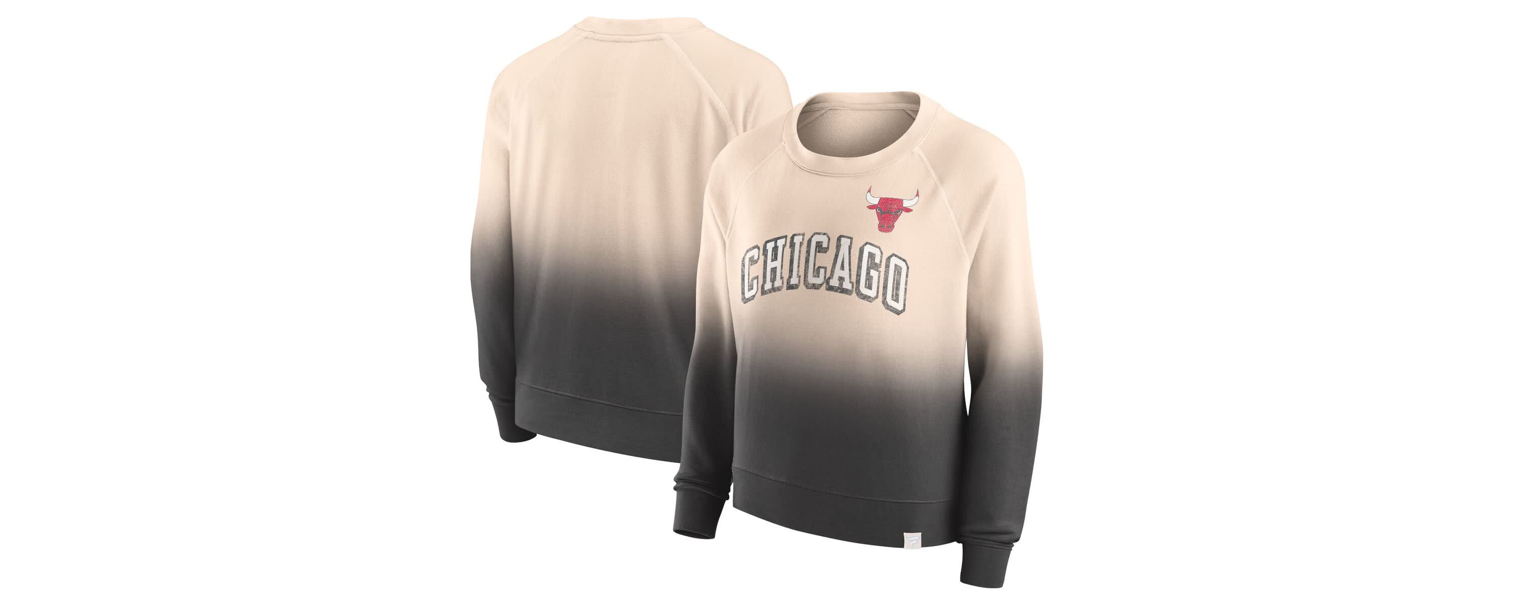 NBA Fanatics Tan/Black Chicago Bulls Lounge Arch Raglan Pullover Sweatshirt