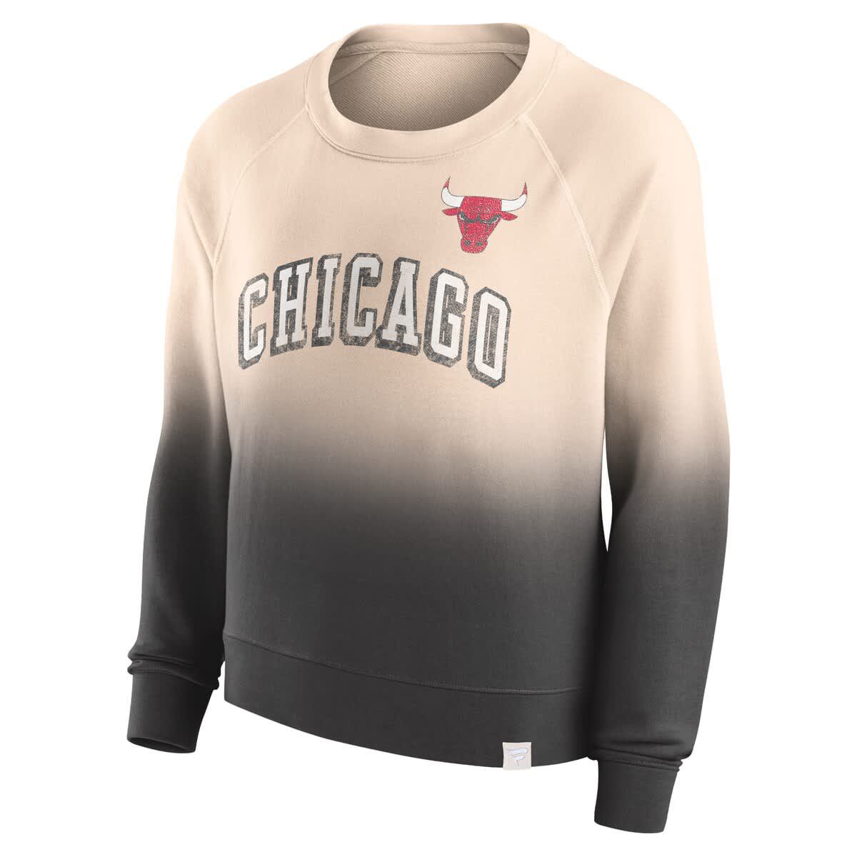 NBA Fanatics Tan/Black Chicago Bulls Lounge Arch Raglan Pullover Sweatshirt