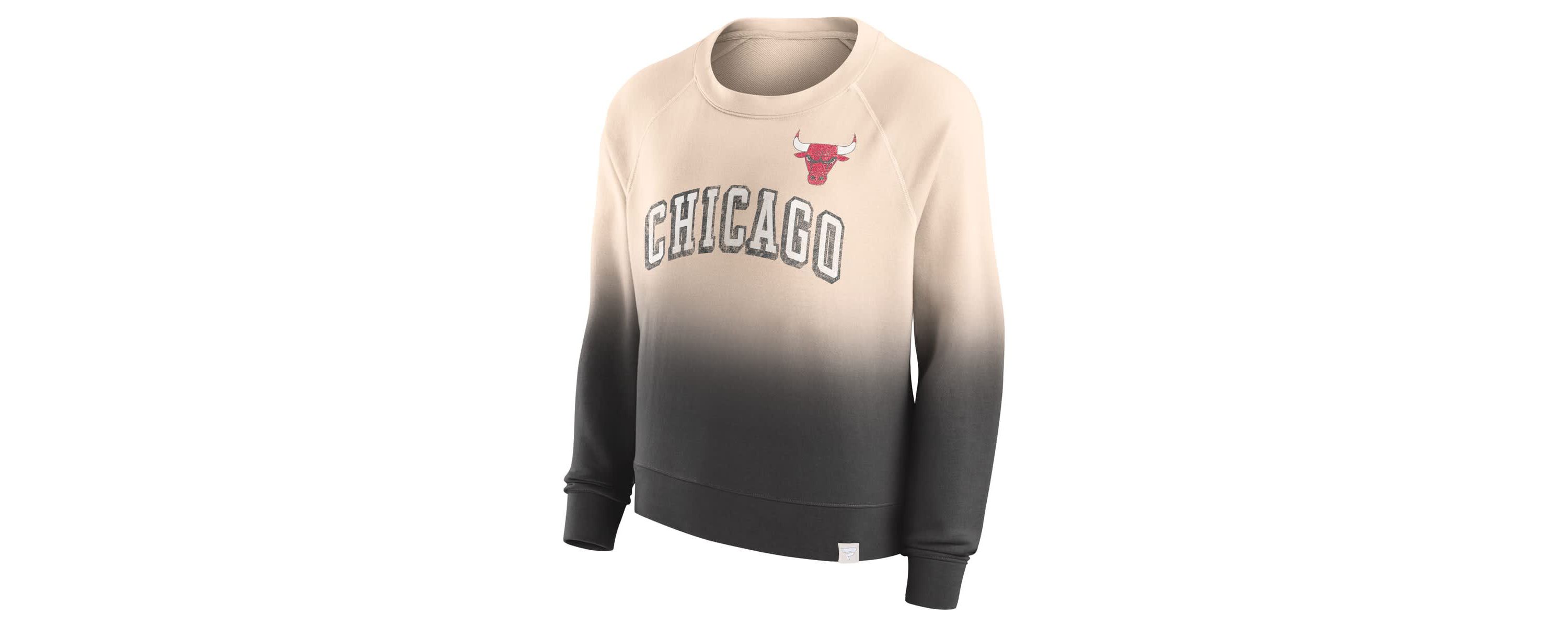 NBA Fanatics Tan/Black Chicago Bulls Lounge Arch Raglan Pullover Sweatshirt