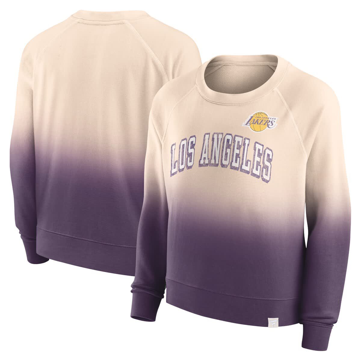 NBA Fanatics Tan/Purple Los Angeles Lakers Lounge Arch Raglan Pullover Sweatshirt