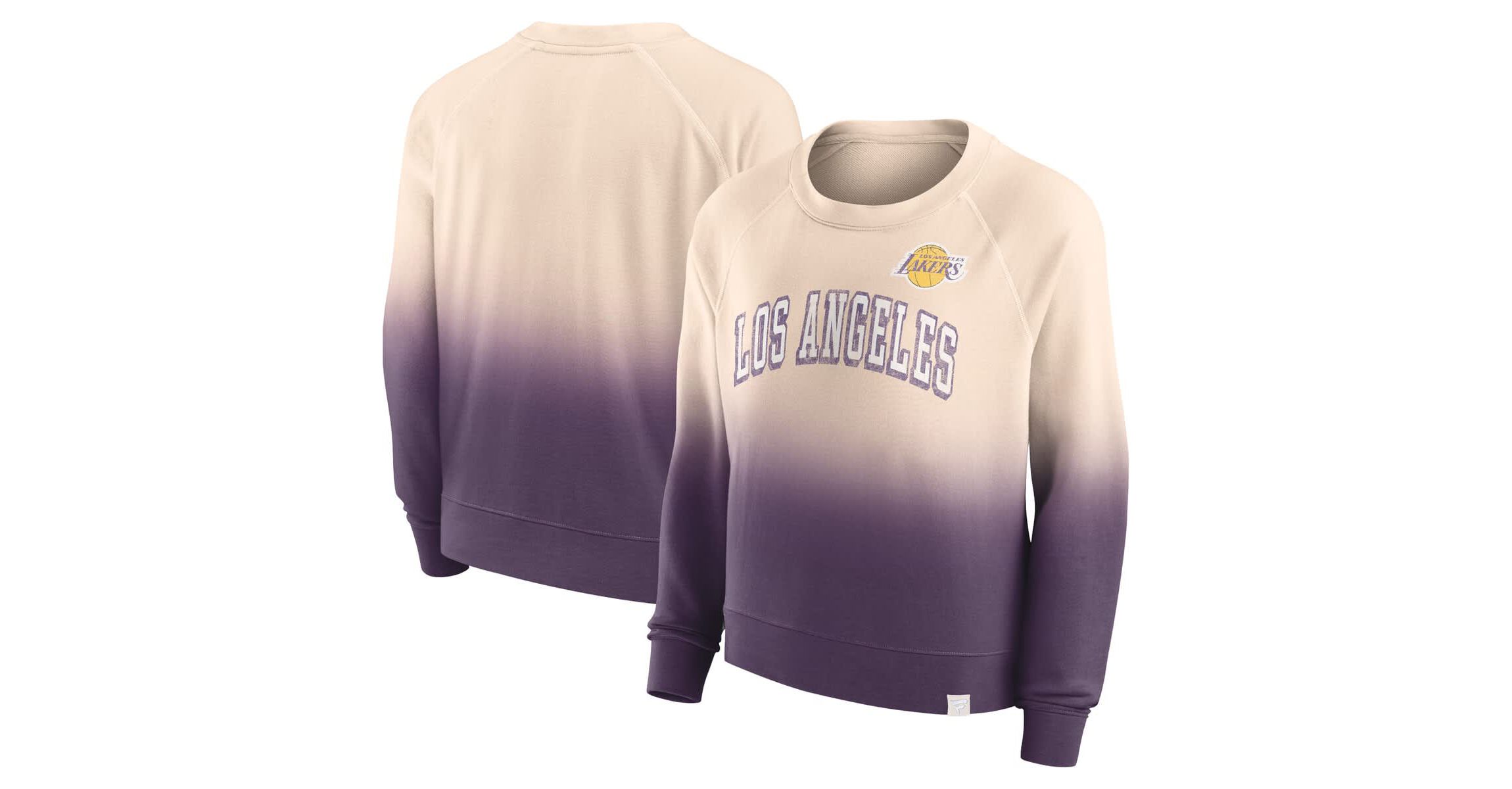 NBA Fanatics Tan/Purple Los Angeles Lakers Lounge Arch Raglan Pullover Sweatshirt
