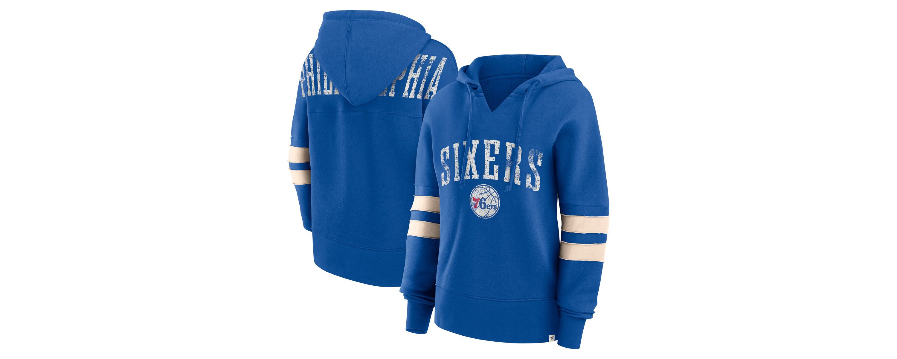 NBA Fanatics Philadelphia 76ers Bold Move Dolman V-Neck High Hip Hoodie