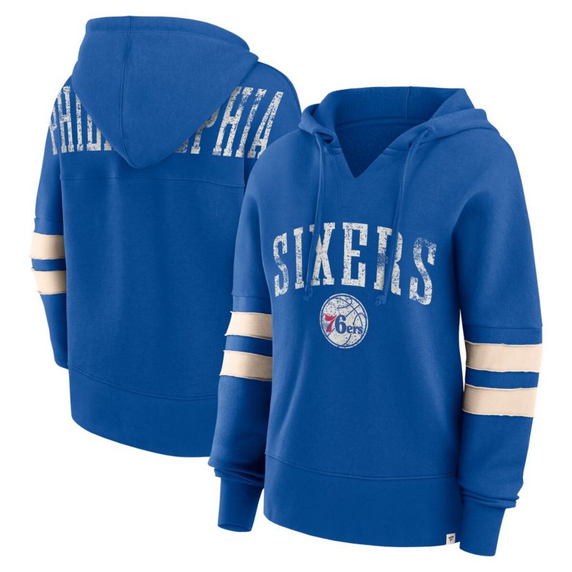 NBA Fanatics Philadelphia 76ers Bold Move Dolman V-Neck High Hip Hoodie