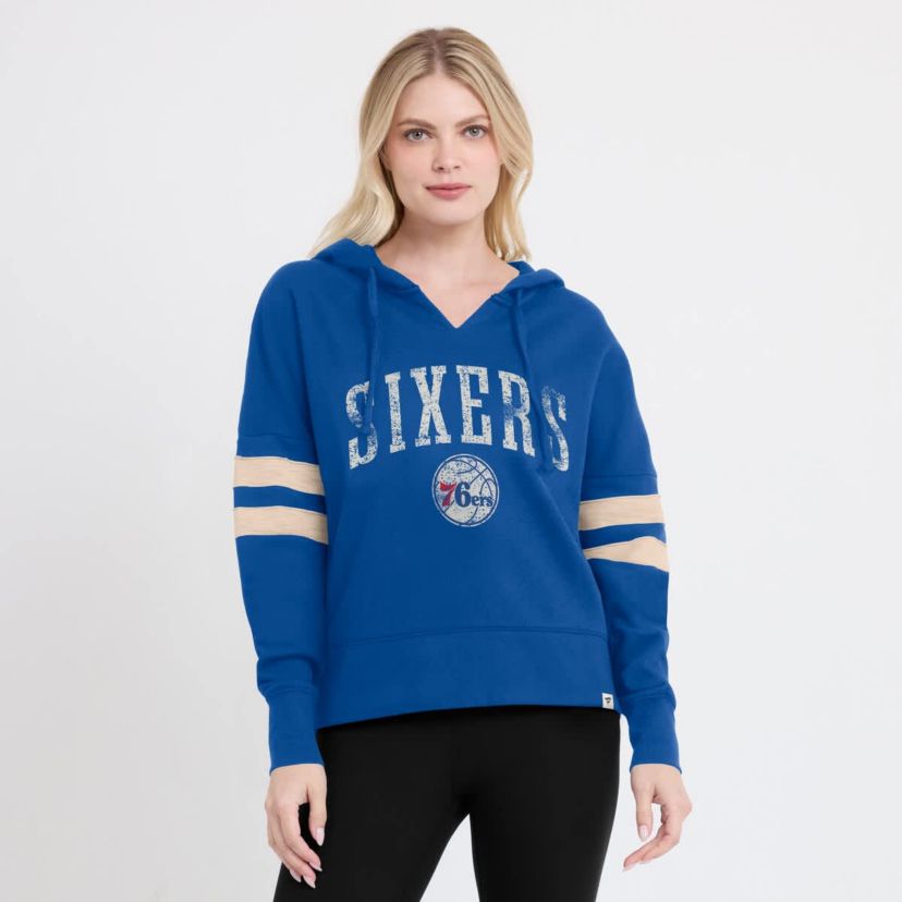 NBA Fanatics Philadelphia 76ers Bold Move Dolman V-Neck High Hip Hoodie