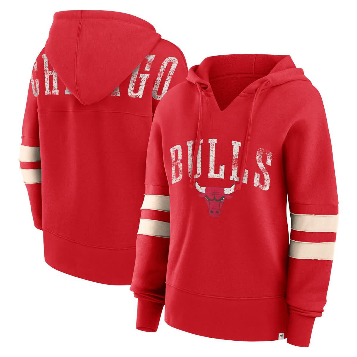 NBA Fanatics Chicago Bulls Bold Move Dolman V-Neck High Hip Hoodie