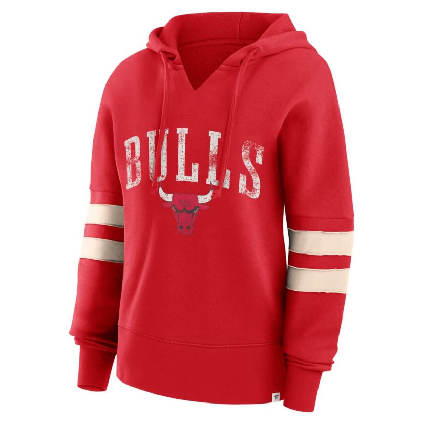 NBA Fanatics Chicago Bulls Bold Move Dolman V-Neck High Hip Hoodie