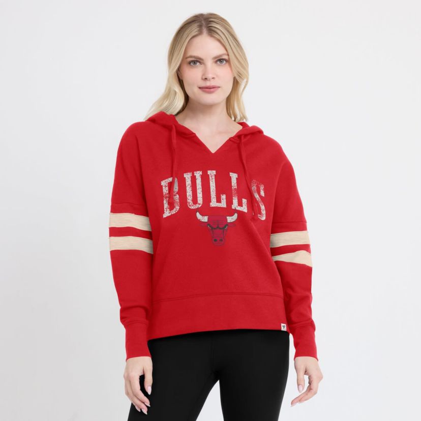 NBA Fanatics Chicago Bulls Bold Move Dolman V-Neck High Hip Hoodie