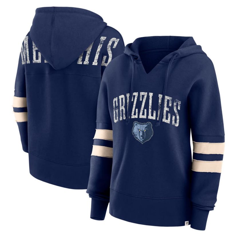 NBA Fanatics Memphis Grizzlies Bold Move Dolman V-Neck High Hip Hoodie