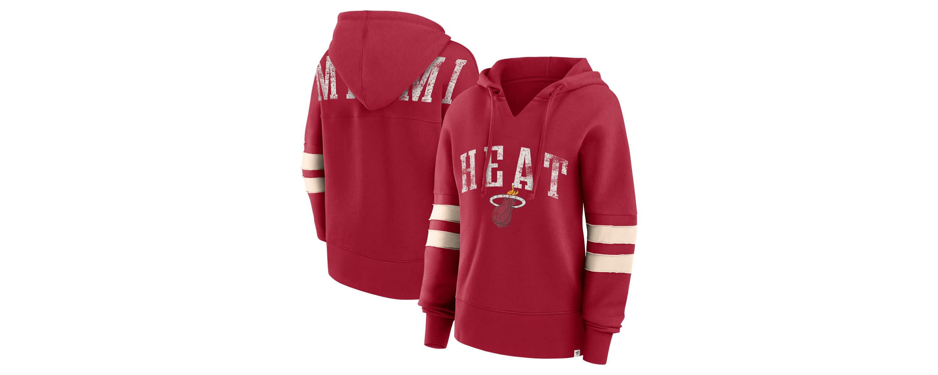 NBA Fanatics Miami Heat Bold Move Dolman V-Neck High Hip Hoodie