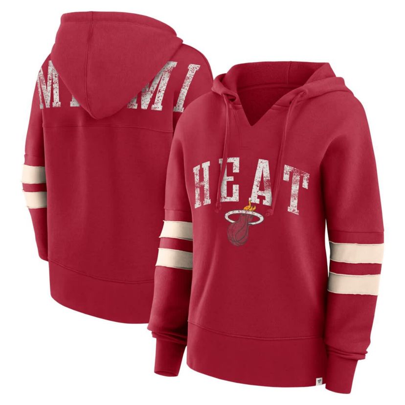 NBA Fanatics Miami Heat Bold Move Dolman V-Neck High Hip Hoodie