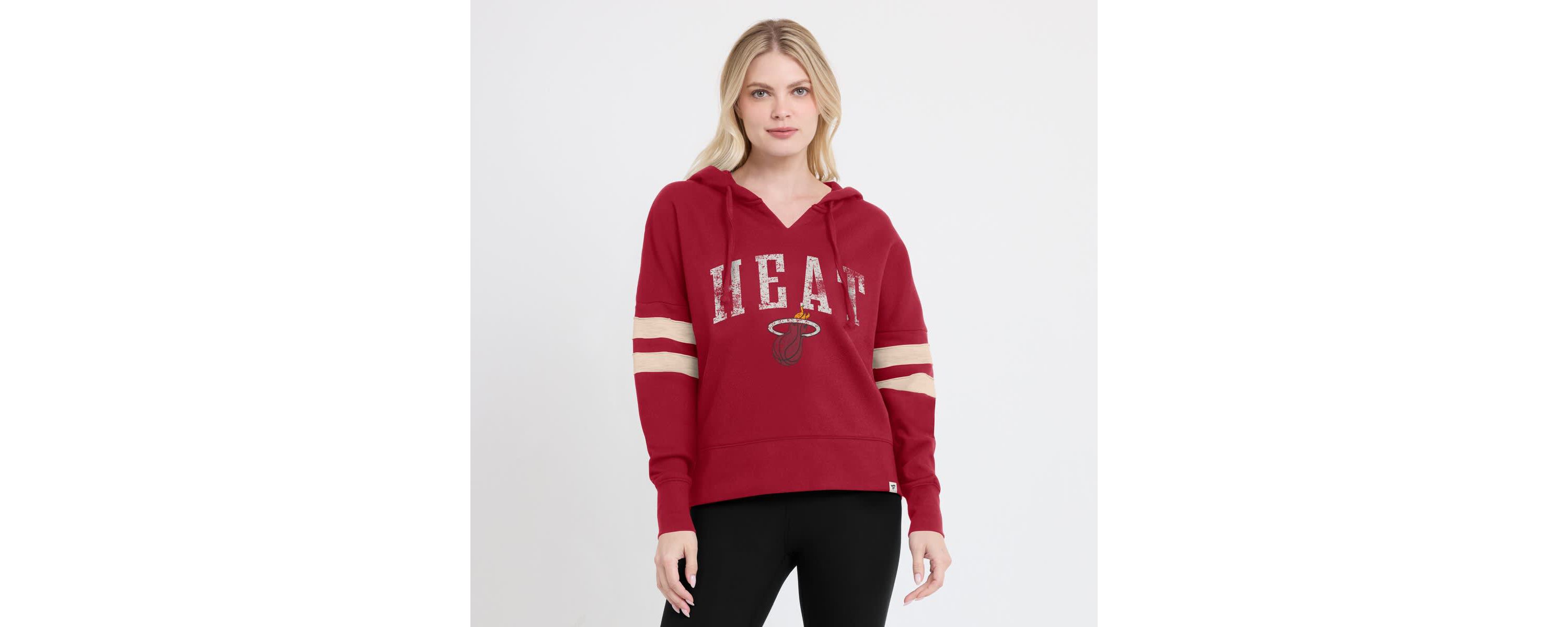 NBA Fanatics Miami Heat Bold Move Dolman V-Neck High Hip Hoodie