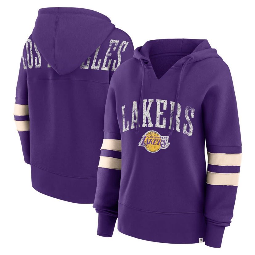 NBA Fanatics Los Angeles Lakers Bold Move Dolman V-Neck High Hip Hoodie