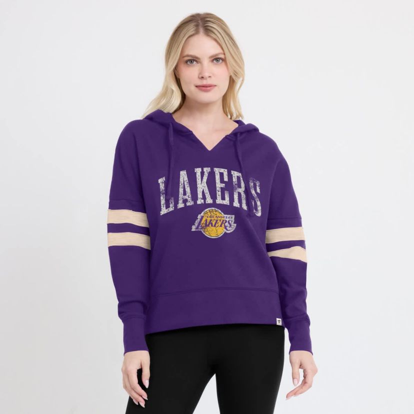 NBA Fanatics Los Angeles Lakers Bold Move Dolman V-Neck High Hip Hoodie