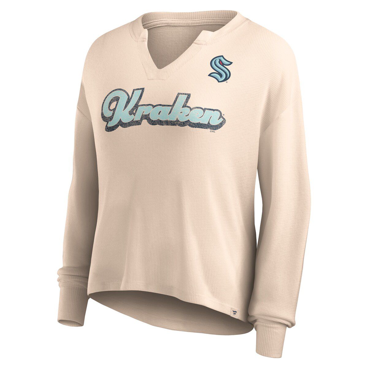 NHL Fanatics Seattle Kraken Go For It Notch Neck Waffle Knit Long Sleeve T-Shirt