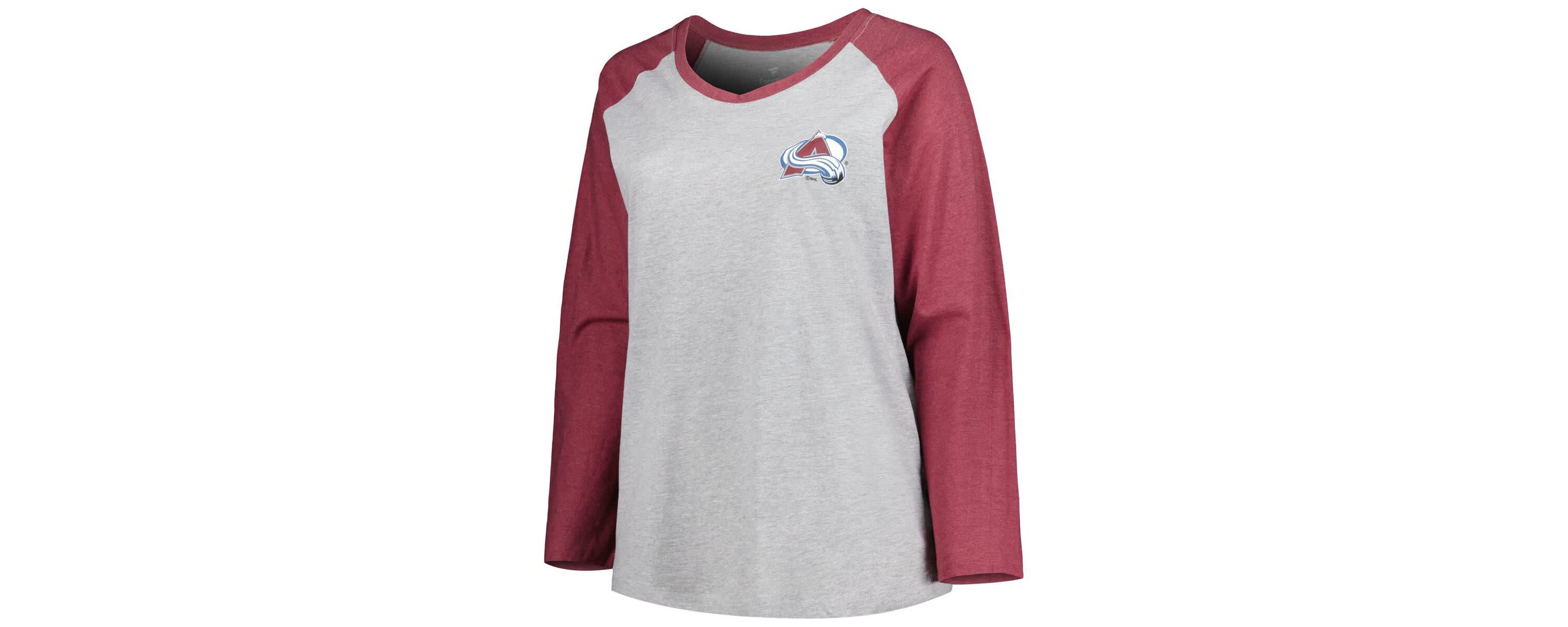 NHL Fanatics Nathan MacKinnon Gray/ Colorado Avalanche Plus Size Name & Number Raglan Long Sleeve T-Shirt