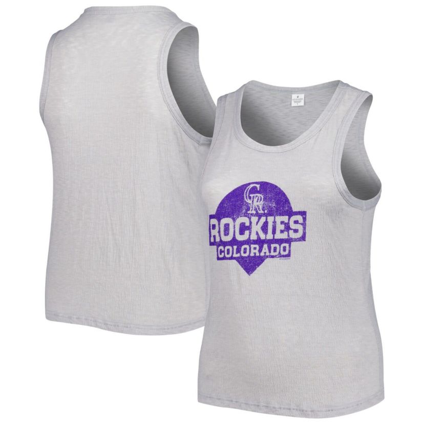 MLB Colorado Rockies Plus Size High Neck Tri-Blend Tank Top
