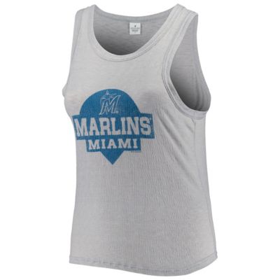 MLB Miami Marlins Plus High Neck Tri-Blend Tank Top