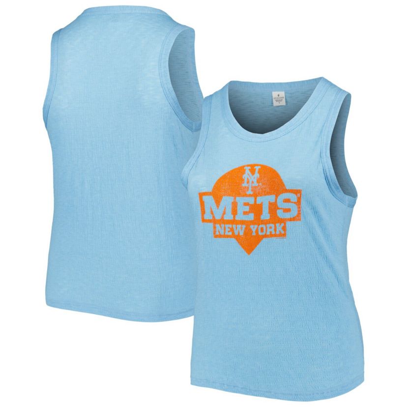 MLB Light New York Mets Plus Size High Neck Tri-Blend Tank Top