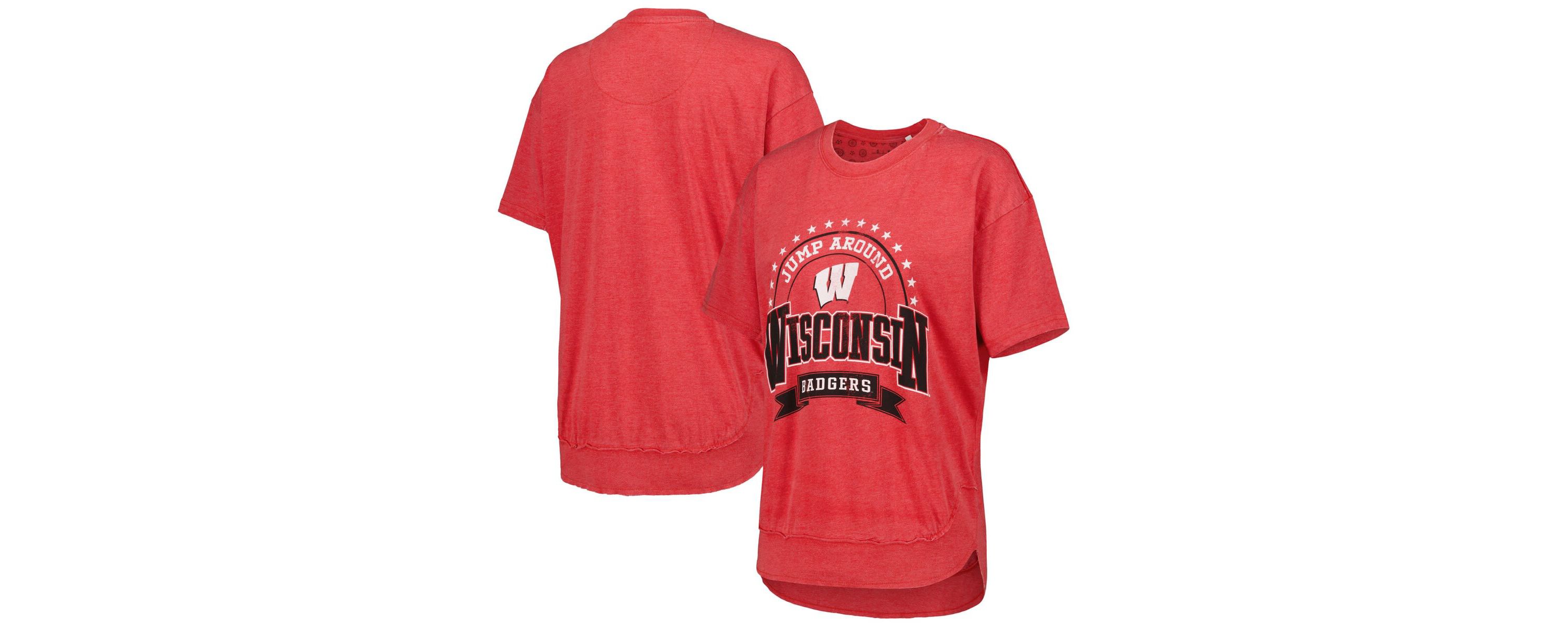 NCAA Wisconsin Badgers Vintage Wash Poncho Captain T-Shirt