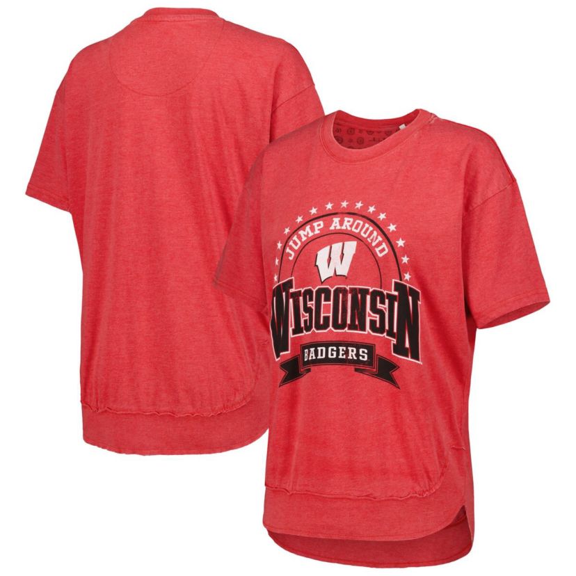 NCAA Wisconsin Badgers Vintage Wash Poncho Captain T-Shirt