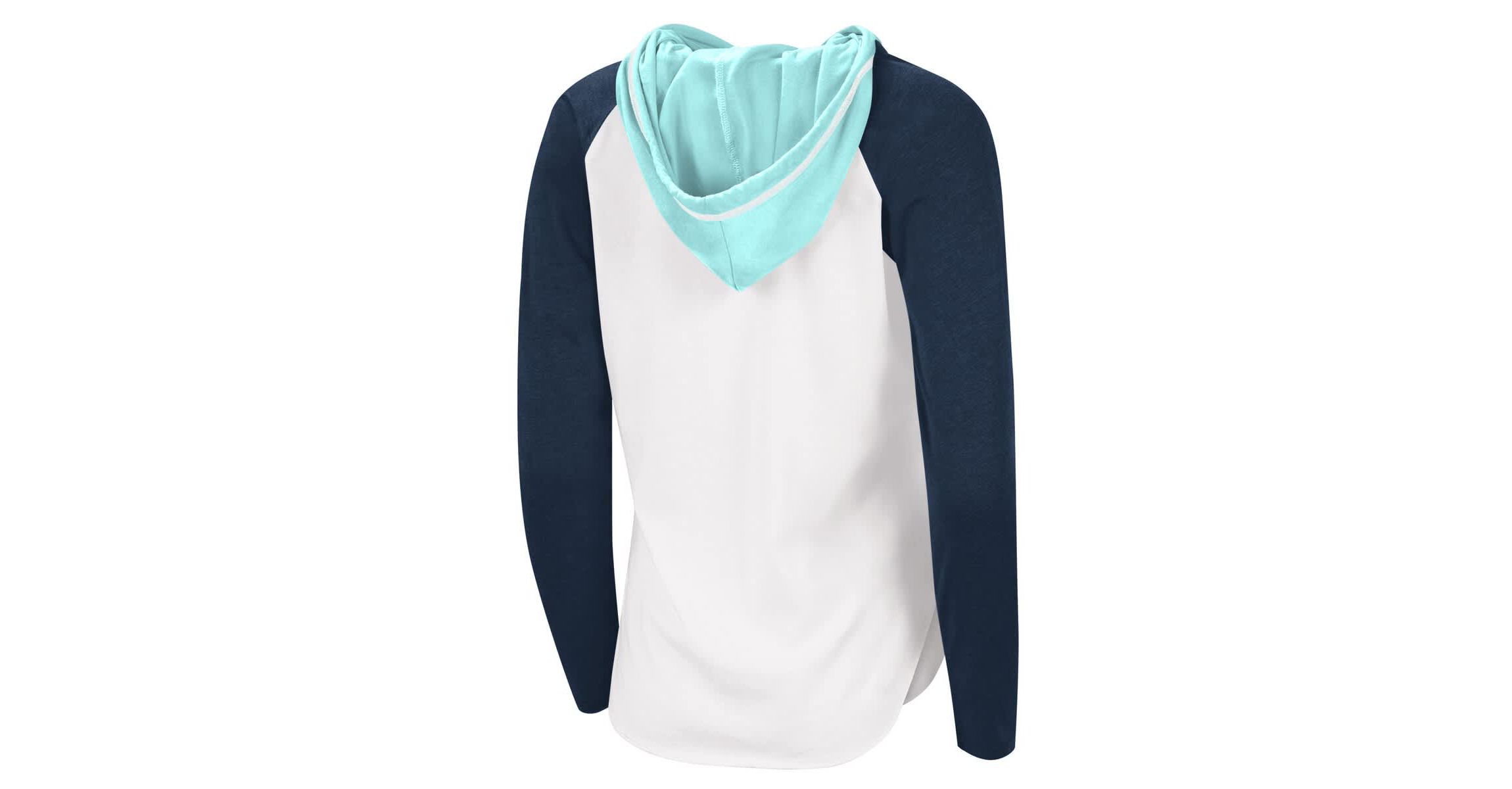 NHL White/Deep Sea Seattle Kraken MVP Raglan Lightweight Hooded T-Shirt