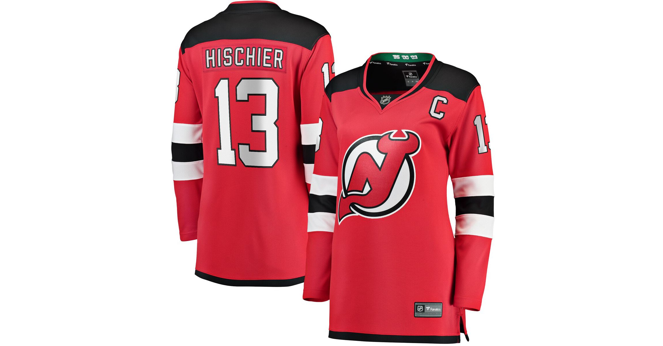 NHL Fanatics Nico Hischier New Jersey Devils Captain Patch Home Breakaway Jersey